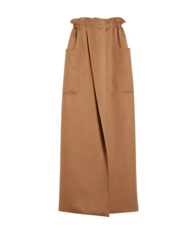 Max Mara Patch-pocket Straight Skirt In Brown