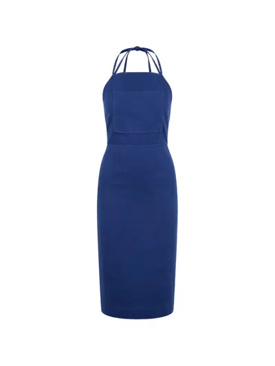 Max Mara Patch-pocket Midi Dress In Blue