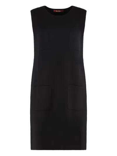 Max Mara Wool Canvas Sleeveless Dress In Black
