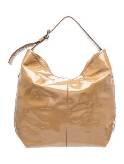 Pre-owned Max Mara Patent Leather Hobo In Neutral