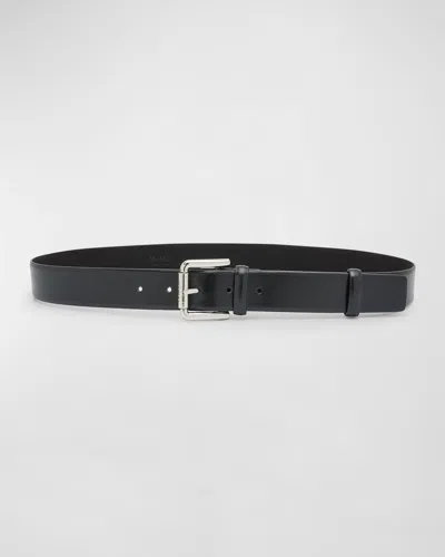 Max Mara Patent Nappa Leather Belt In Black