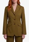 Max Mara Wool Jacket Notch Lapel Regular Fit In Green