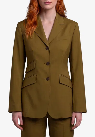 Max Mara Patio Single-breasted Wool Blazer In Green
