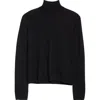 Max Mara Cashmere Blend Turtleneck Sweater With Ribbed Trim In Black
