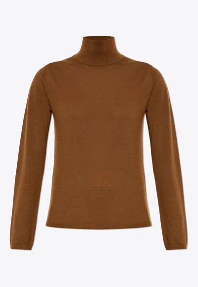 Max Mara Patroni Cashmere Turtleneck  Sweater In Brown