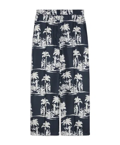 MAX MARA PRINTED SILK CROPPED TROUSERS
