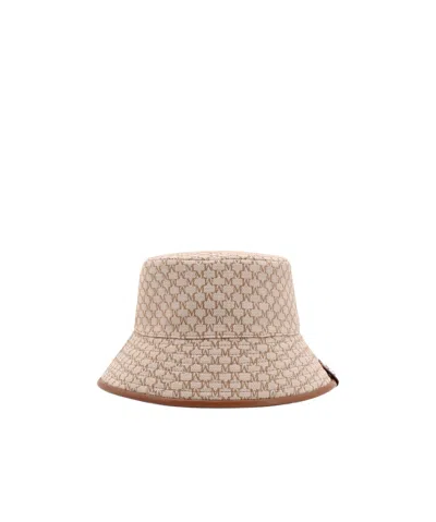 Max Mara Logo Plaque Bucket Hat In Nude