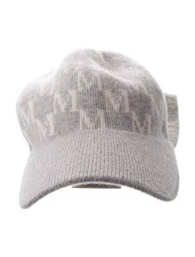 Pre-owned Max Mara Pattern Print Cashmere Knit Baseball Hat In Gray