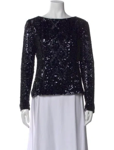 Pre-owned Max Mara Patterned Bateau Neckline Top In Neutral