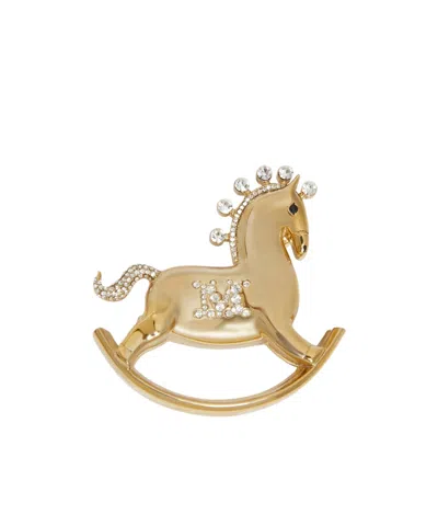 Max Mara Patterned Brooch In Gold