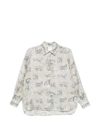Max Mara Patterned Buttoned Shirt In Neutral