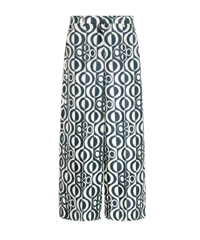 Max Mara Patterned Casual Pants In Blue