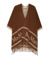 Max Mara Hilde Fringe Wool Cape In Brown