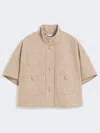 Max Mara Patterned Cotton Cloak In Neutral