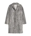 Max Mara Animal-printed Cocoon Style Cotton Coat With Lapel Collar In Multi