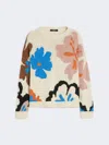 Max Mara Patterned Cotton Crew-neck In Blue