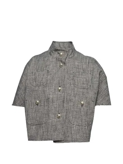 Max Mara Patterned Cotton Jacket In Gray