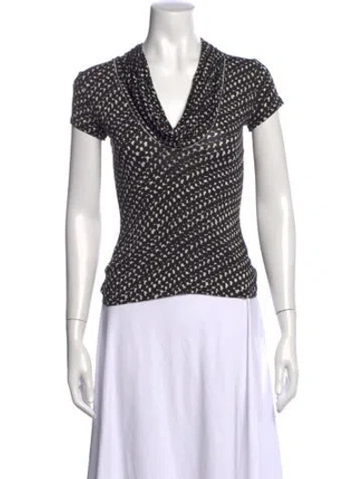 Pre-owned Max Mara Patterned Cowl Neck Top In Black