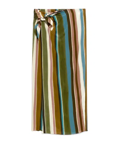 Max Mara Patterned Crepe De Chine Pareo Skirt In Brown