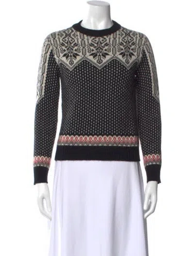 Pre-owned Max Mara Patterned Crew Neck Sweater In Black