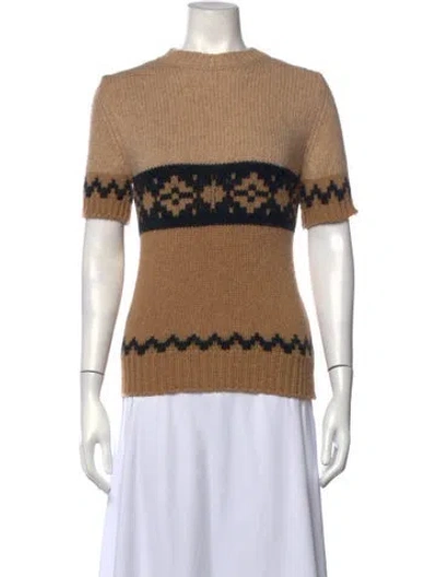 Pre-owned Max Mara Patterned Crew Neck Sweater In Brown