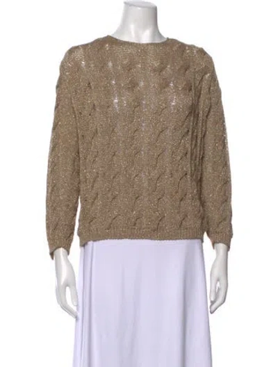 Pre-owned Max Mara Patterned Crew Neck Sweater In Gold