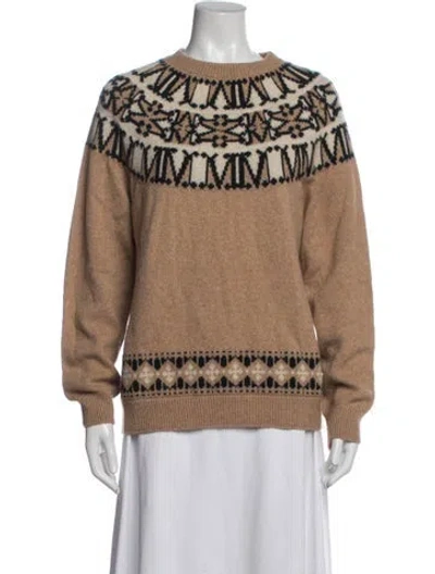 Pre-owned Max Mara Patterned Crew Neck Sweater In Neutrals
