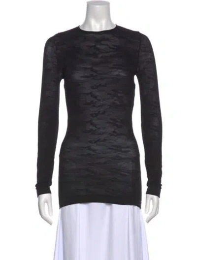 Pre-owned Max Mara Patterned Crew Neck Top In Black