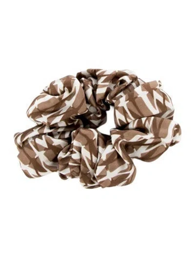 Pre-owned Max Mara Patterned Hair Scrunchy In Brown