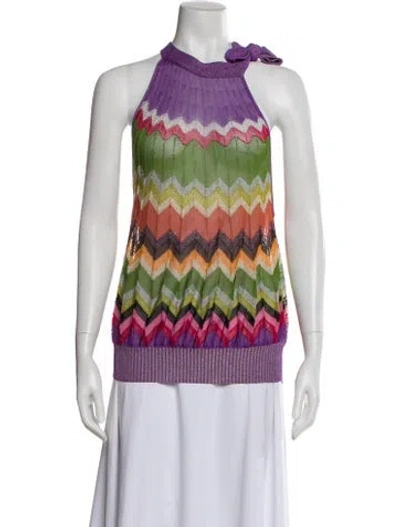 Pre-owned Max Mara Patterned Halterneck Top In Multi