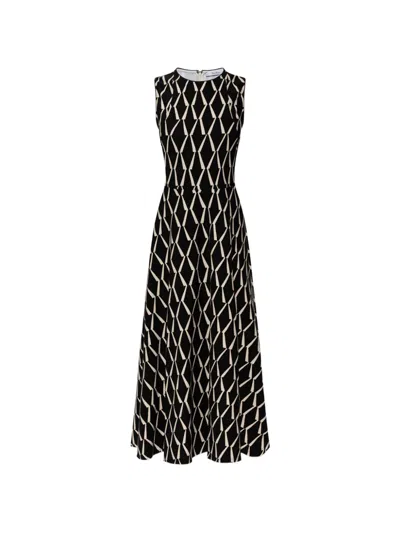 Max Mara Lampara Geo Print Jersey Midi Dress In Black