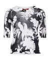 Max Mara Patterned Knit Short Sleeve Top In Black