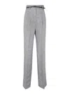 Max Mara Belted Straight Leg Pants In Blue