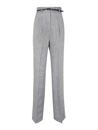 Max Mara Straight-leg Tailored Pants With Pleated Front In Gray