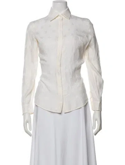 Pre-owned Max Mara Patterned Long Sleeve Blouse In Neutral