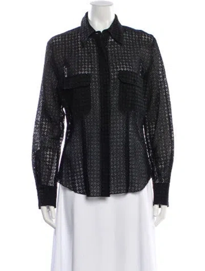 Pre-owned Max Mara Patterned Long Sleeve Top In Black