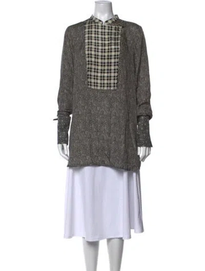 Pre-owned Max Mara Patterned Long Sleeve Top In Black