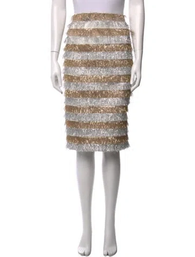 Pre-owned Max Mara Patterned Midi Length Skirt In Gold/metallic
