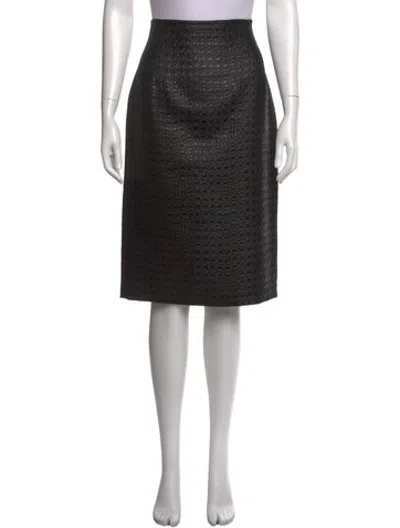 Pre-owned Max Mara Patterned Midi Length Skirt W/ Tags In Black