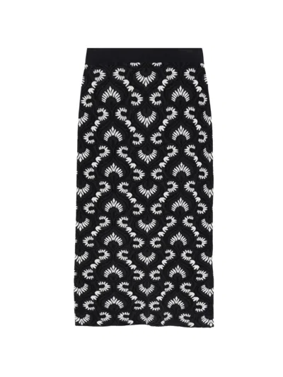 Max Mara Patterned Midi Skirt In Black