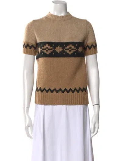 Pre-owned Max Mara Patterned Mock Neck Sweater In Brown