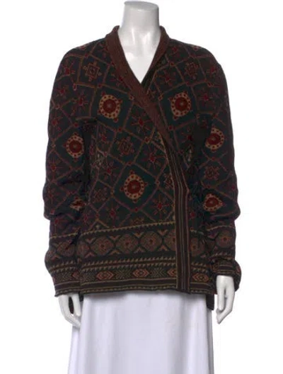 Pre-owned Max Mara Patterned Open Front Sweater In Black