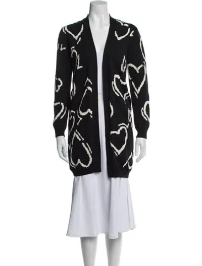 Pre-owned Max Mara Patterned Open Front Sweater In Blue