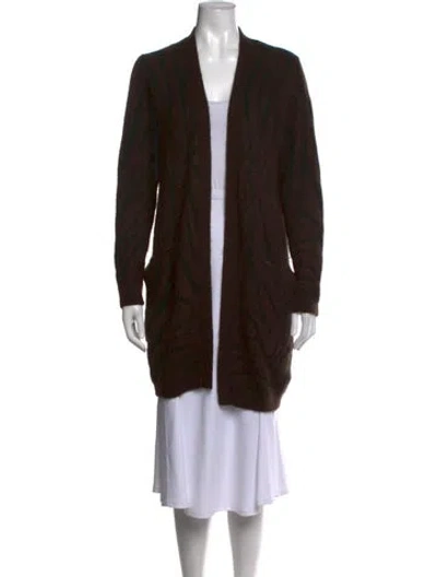 Pre-owned Max Mara Patterned Open Front Sweater In Brown