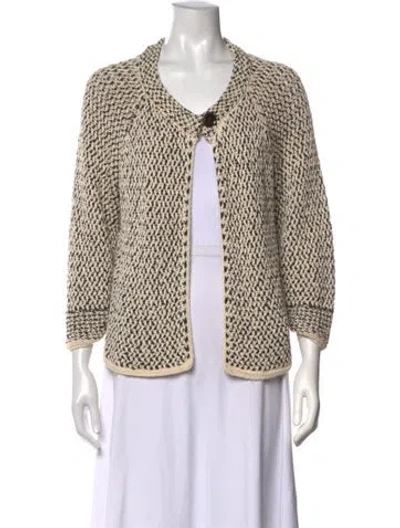 Pre-owned Max Mara Patterned Open Front Sweater In Neutrals