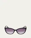 Max Mara Patterned Round Acetate Sunglasses In Shiny Black