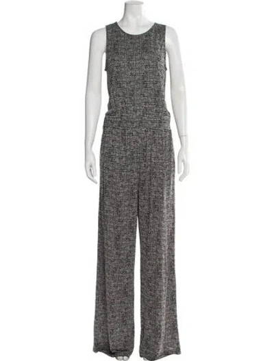 Pre-owned Max Mara Patterned Scoop Neck Jumpsuit In Black