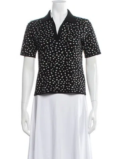 Pre-owned Max Mara Patterned Short Sleeve Polo In Black
