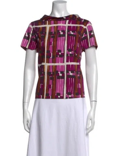 Pre-owned Max Mara Patterned Short Sleeve Top In Purple