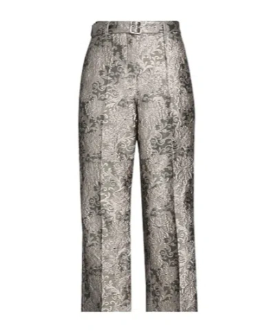 Max Mara Patterned Straight-leg Pants In Gray